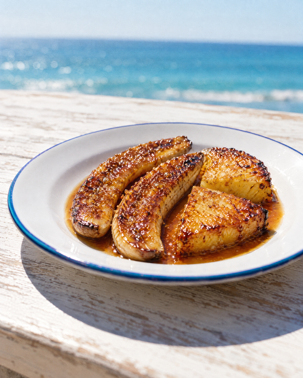 Ananas ou banane flambée