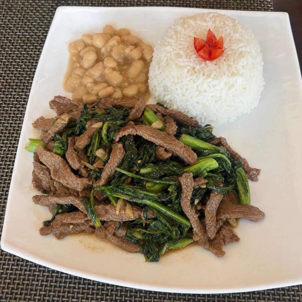 Émincé de zébu au brède chinois