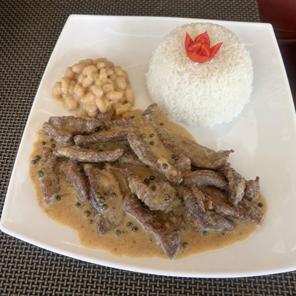 Émincé de zébu au poivre vert